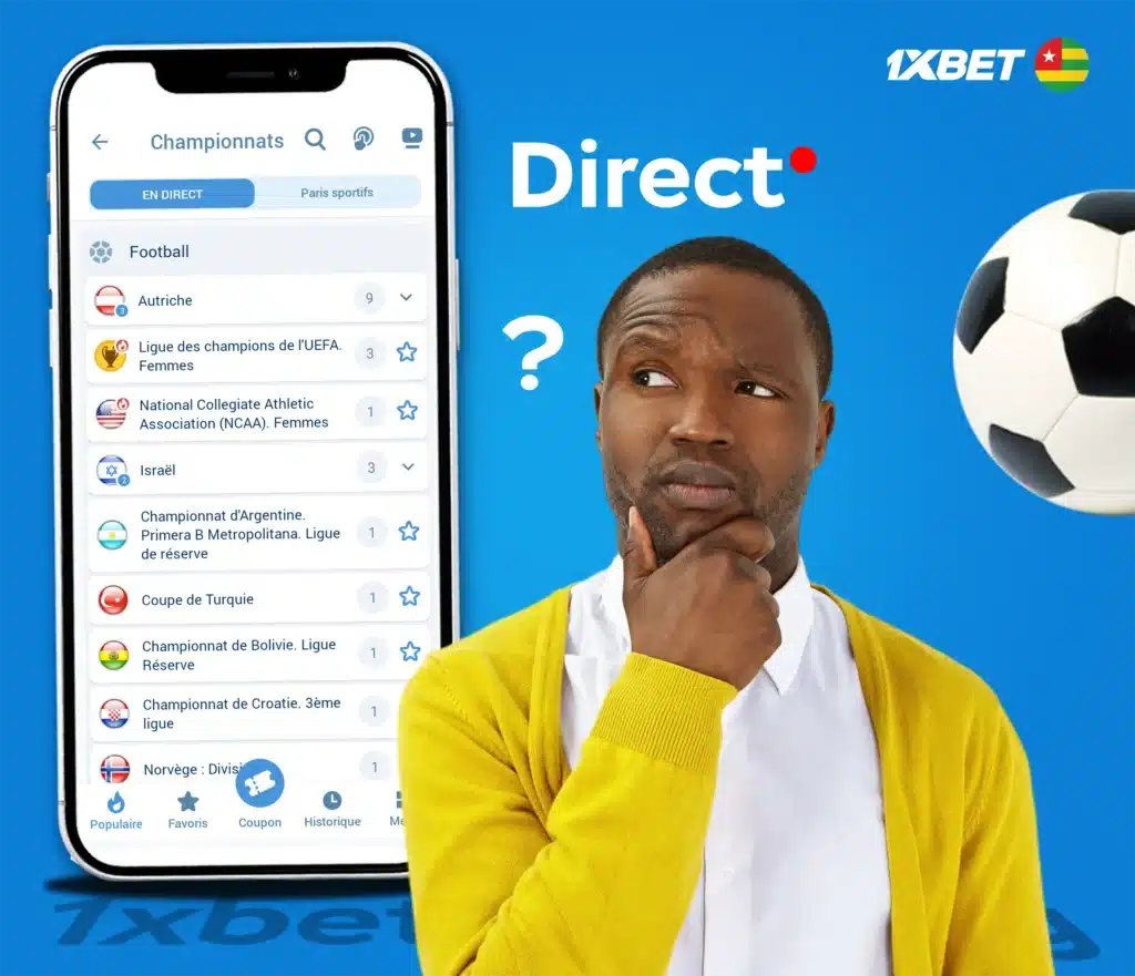 Comment parier en direct sur 1xBet au Togo