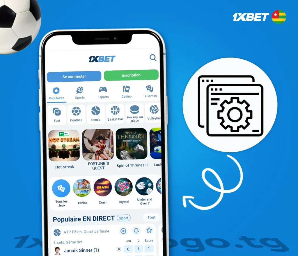 Configuration de l'application mobile 1xBet sur iOS