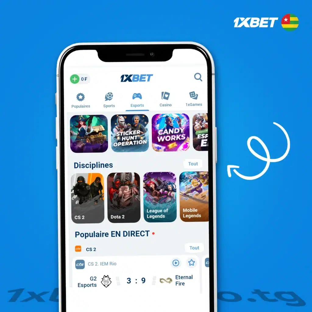 Discipline eSport disponible sur 1xBet au Togo