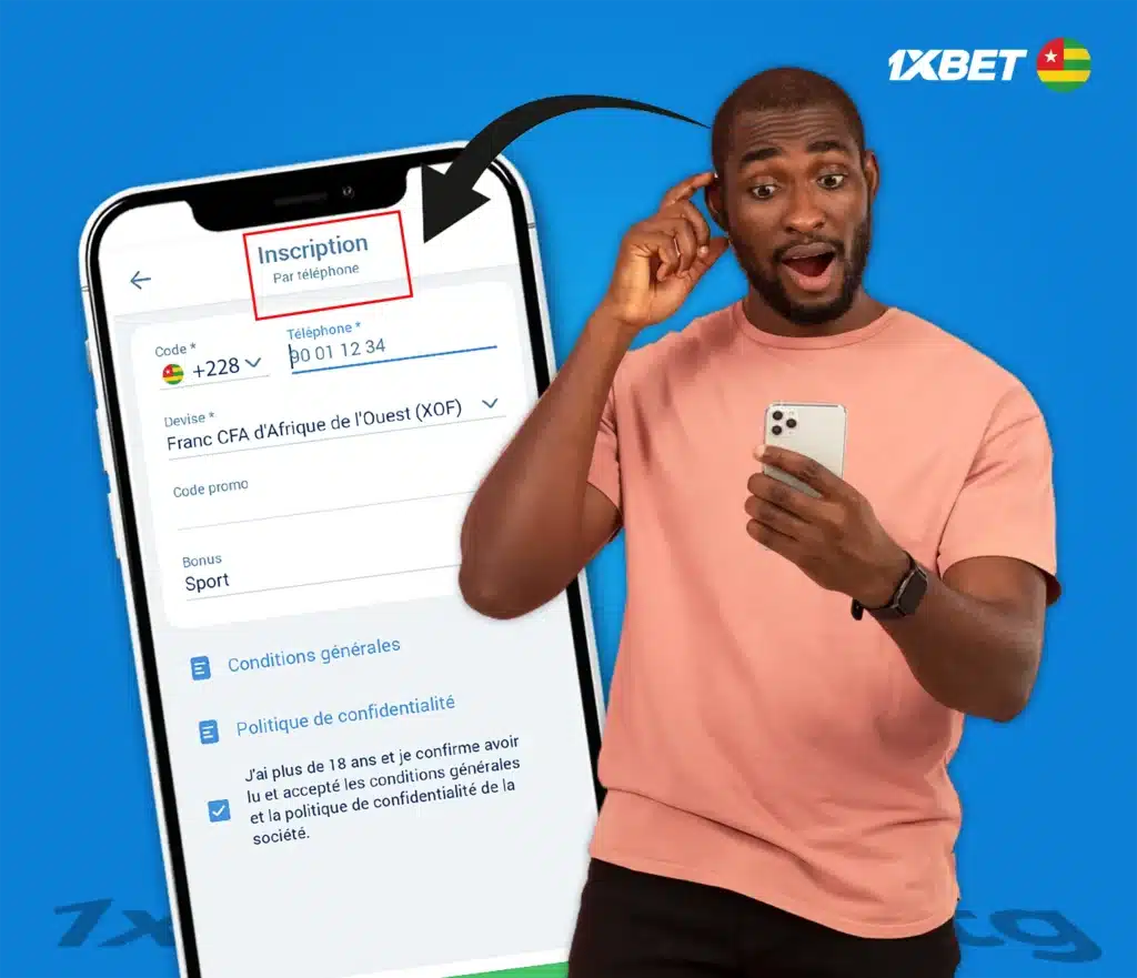 Inscription par numéro de téléphone sur 1xBet