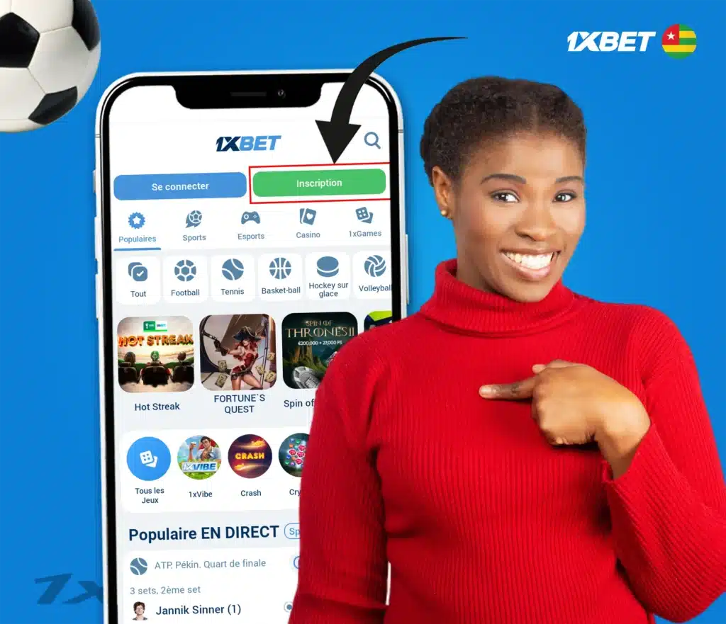 Inscription sur l'application mobile 1xBet apk iPhone