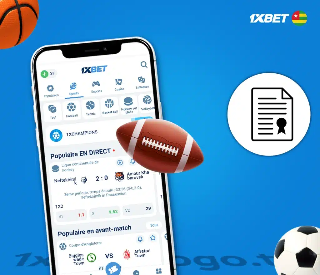 Règles pour les principaux paris sportifs 1xBet au Togo