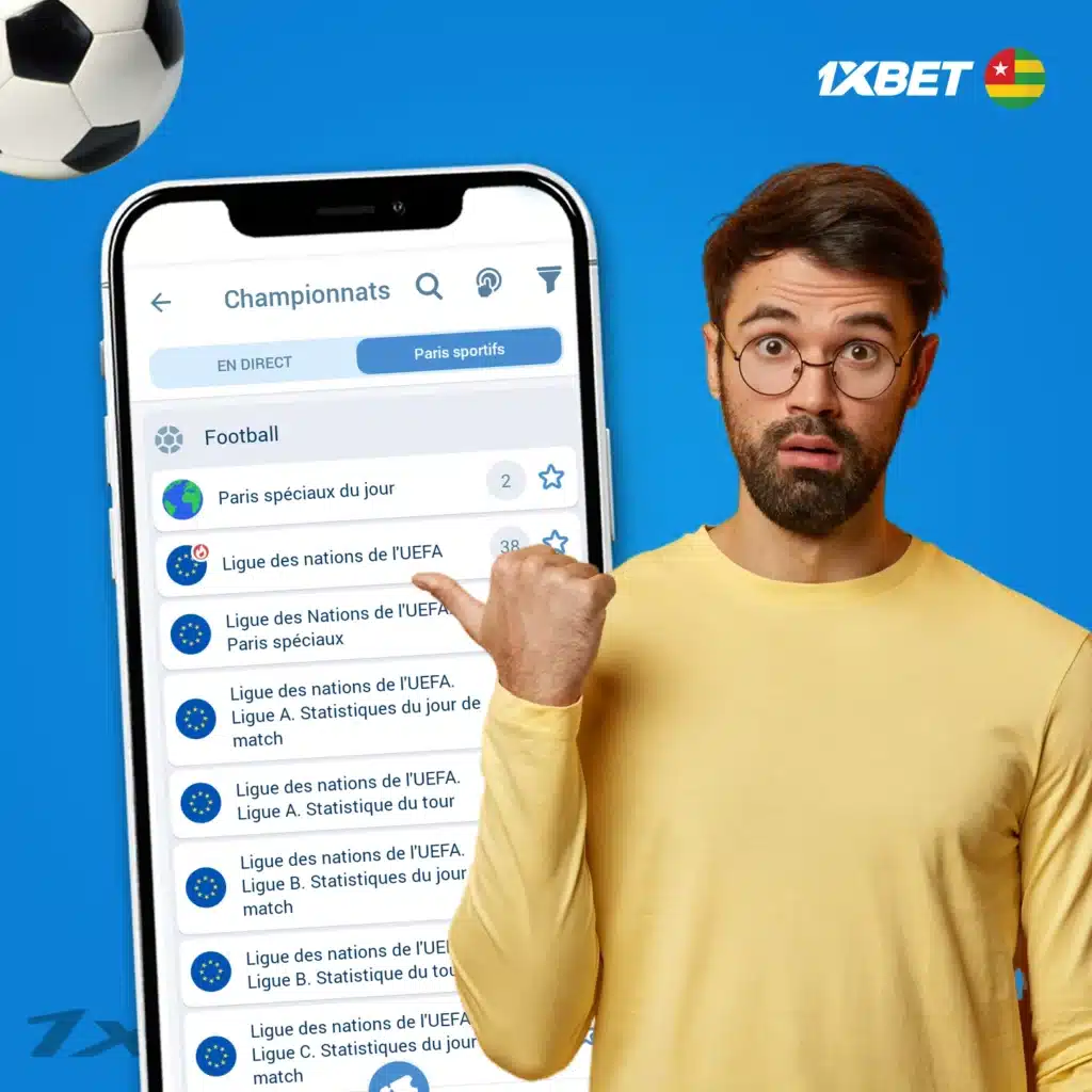 Tournois de football disponibles pour parier sur 1xBet au Togo