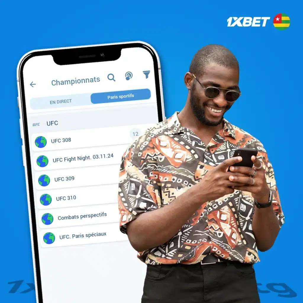 Types de paris UFC disponibles sur 1xBet au Togo