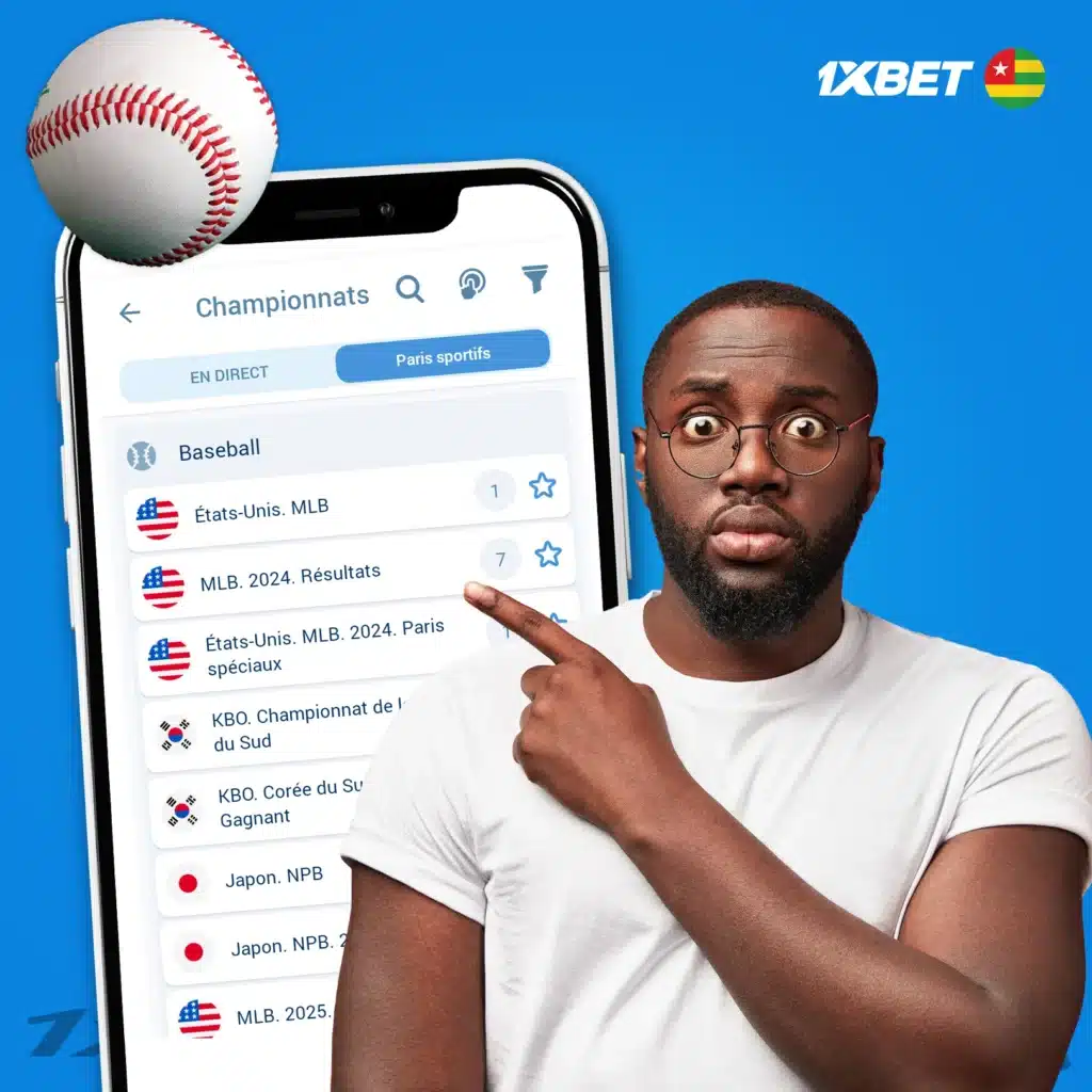 Types de paris sur le baseball disponibles sur 1xBet au Togo