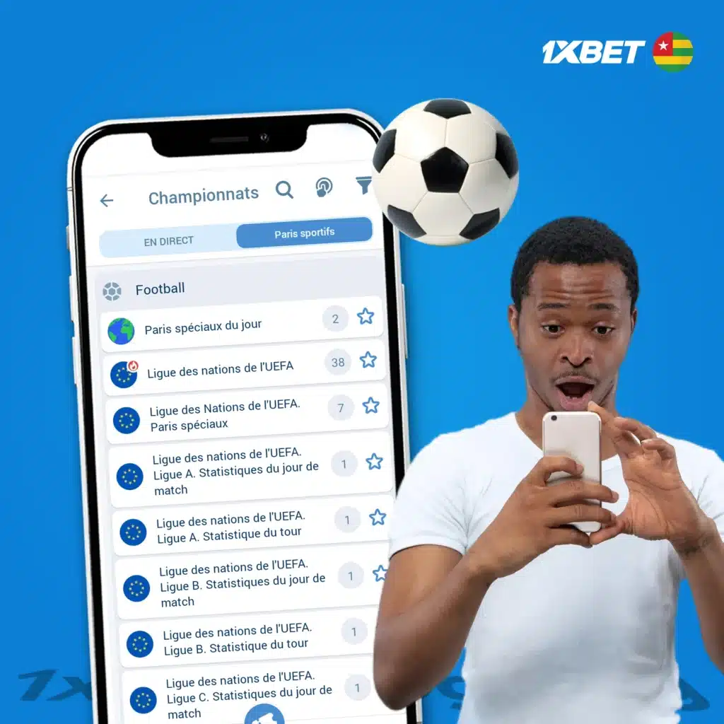 Types de paris sur le football disponibles sur 1xBet au Togo