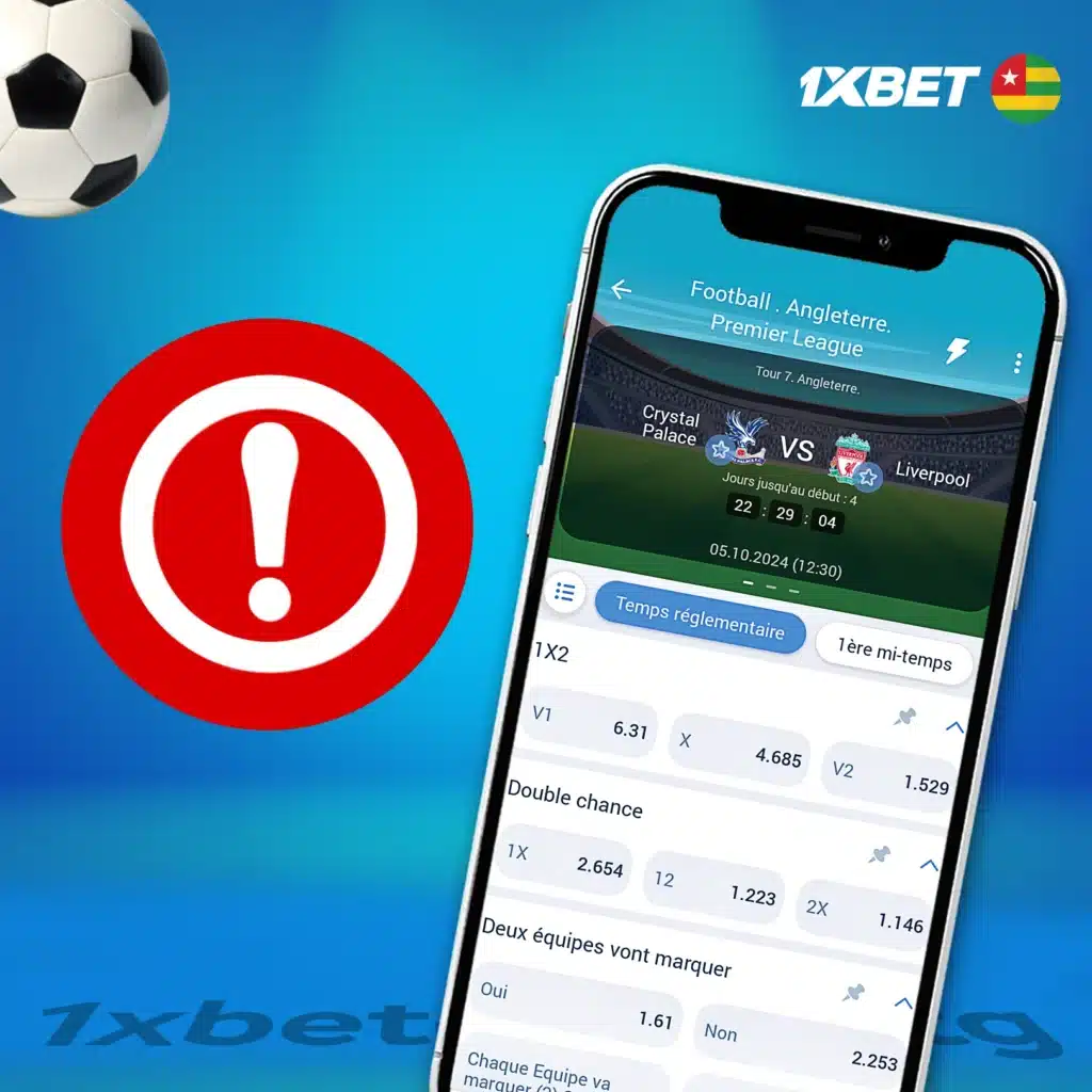 Conditions de base pour les paris gratuits sur 1xBet au Togo