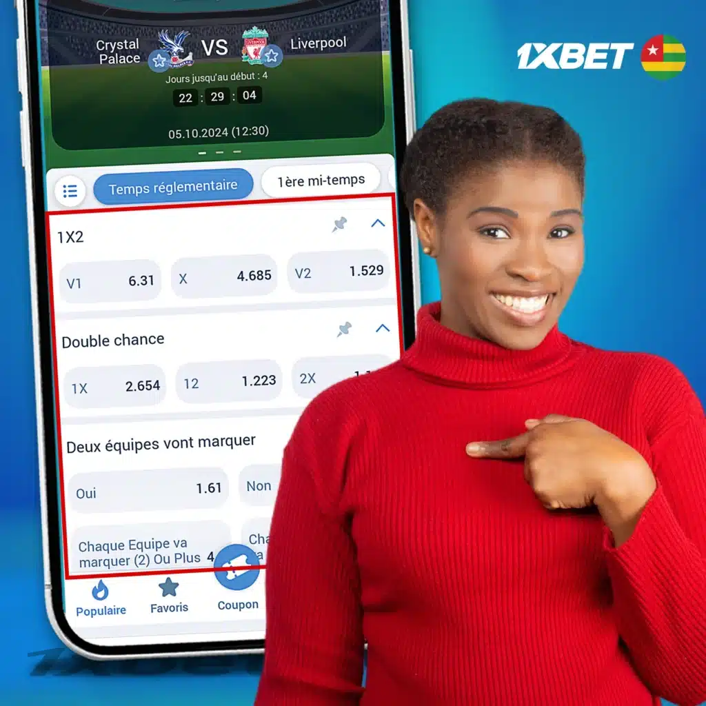 Types de cotes sur 1xBet