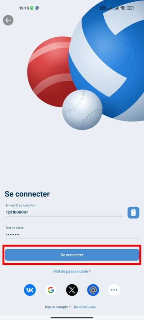 Étape 1 : Connectez-vous à votre compte 1xbet